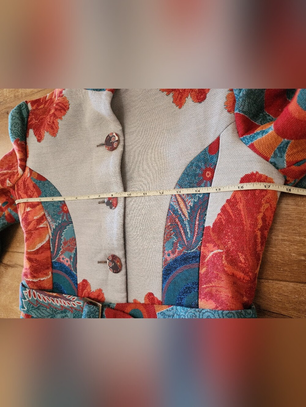 RARE Desigual Podium FLORAL Jaquard Coat Dress Size 40 US S (4/6) Belted Pleated - Picture 10 of 13